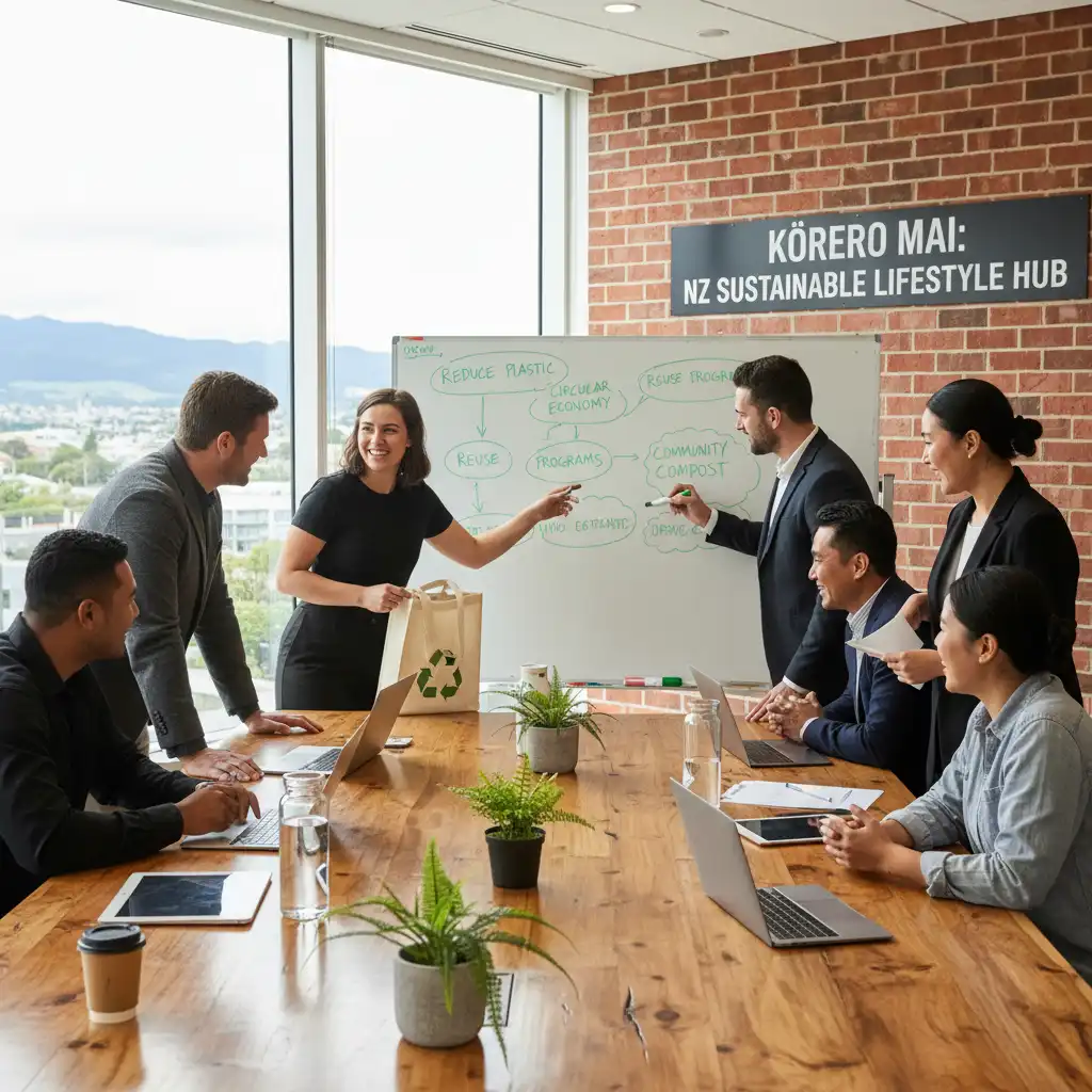NZ office team collaborating on sustainability goals