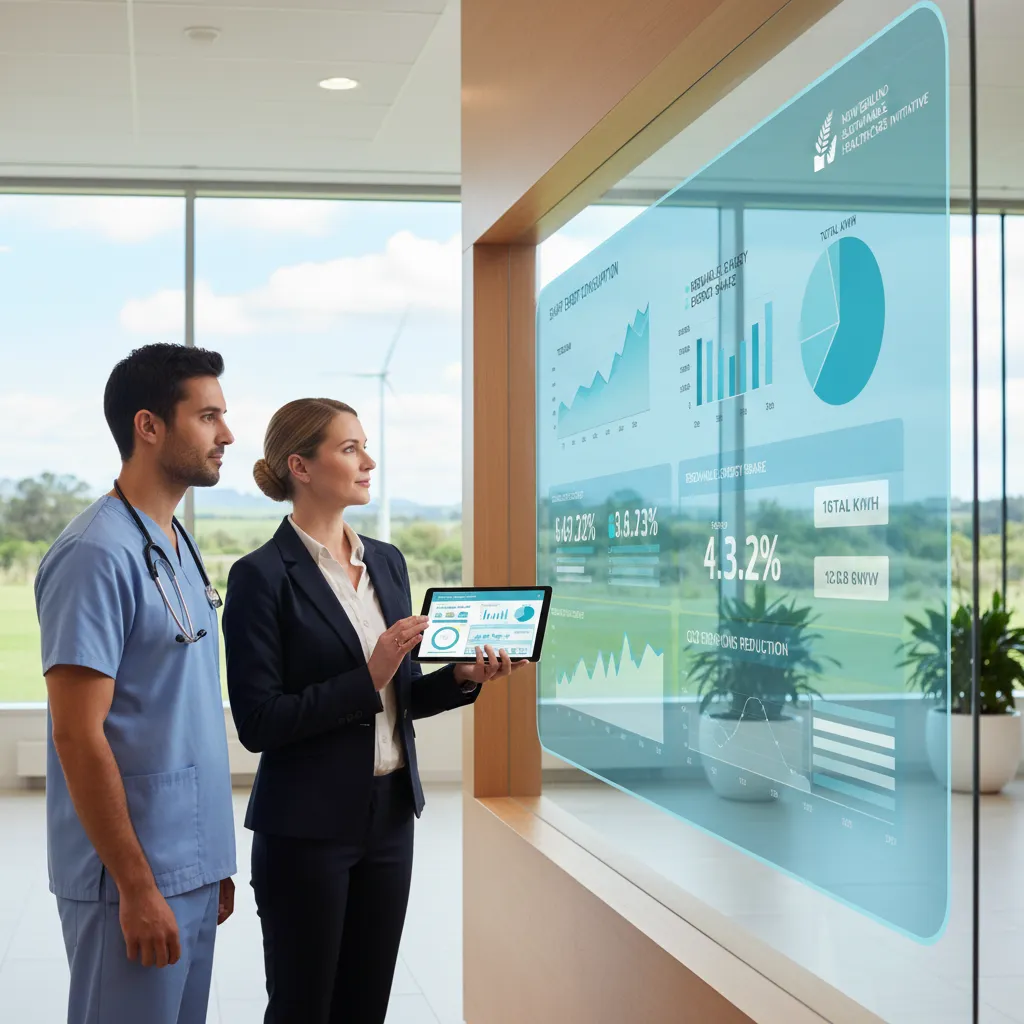 Healthcare professionals monitoring smart energy data