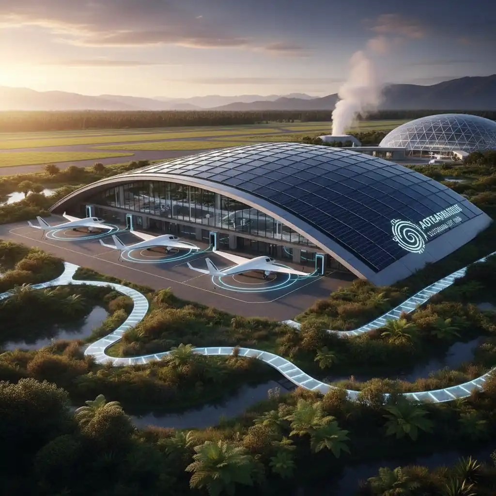 Electric aircraft charging station, representing sustainable aviation infrastructure