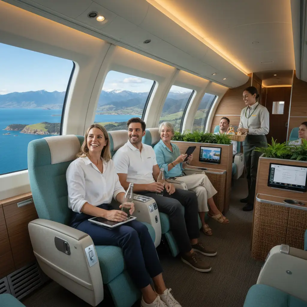 Sustainable travel experience in an electric plane over New Zealand