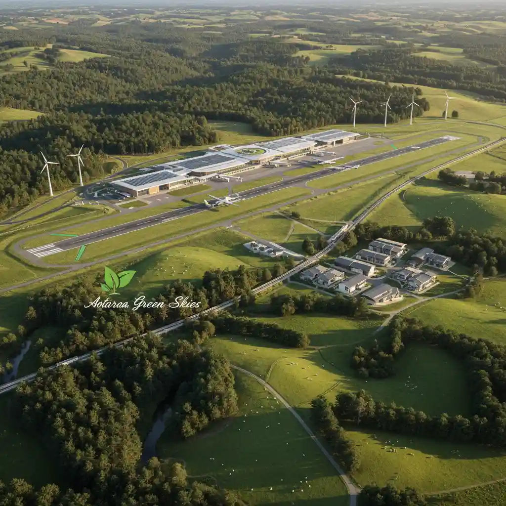 New Zealand landscape and sustainable aviation efforts