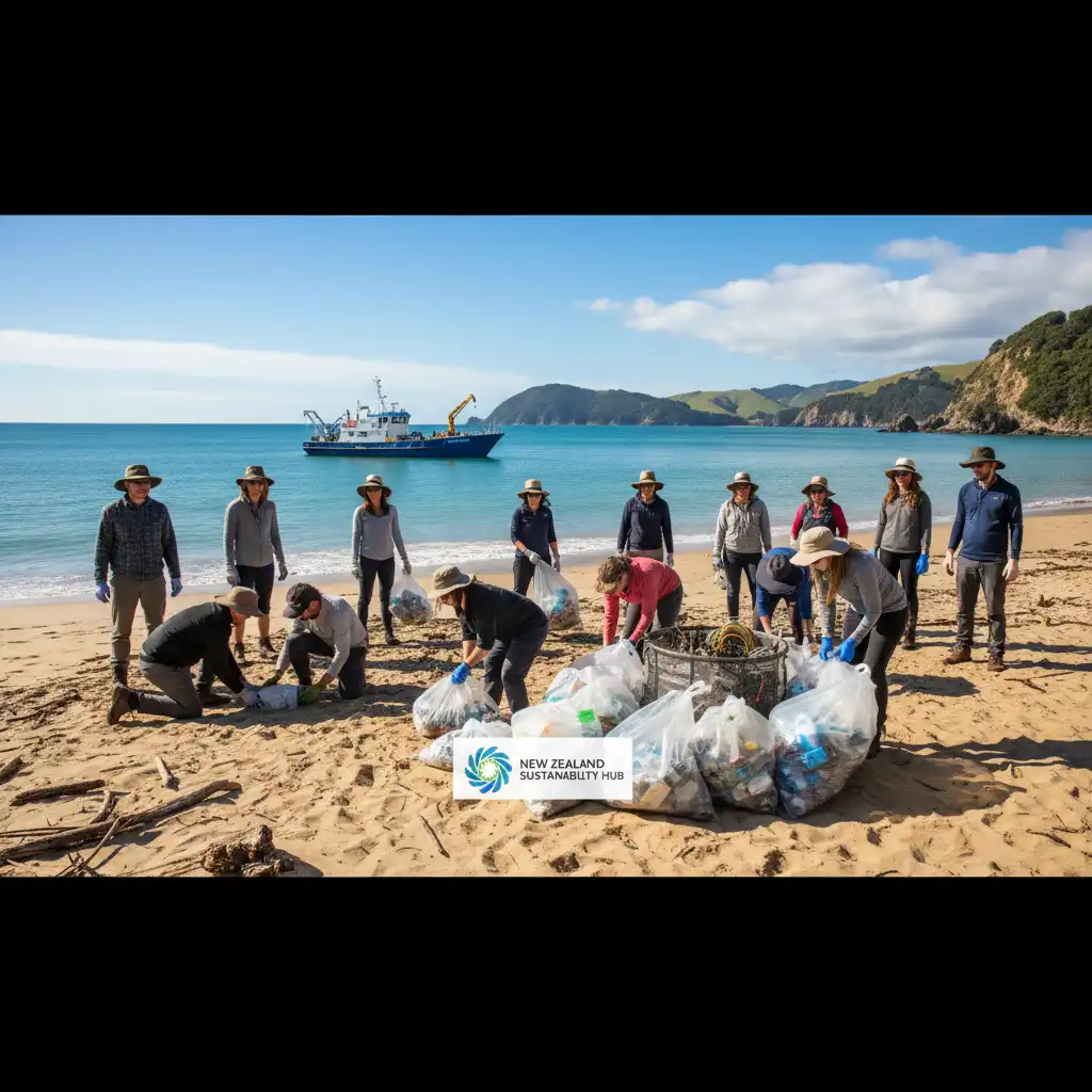 Volunteers engaged in beach cleanup initiative