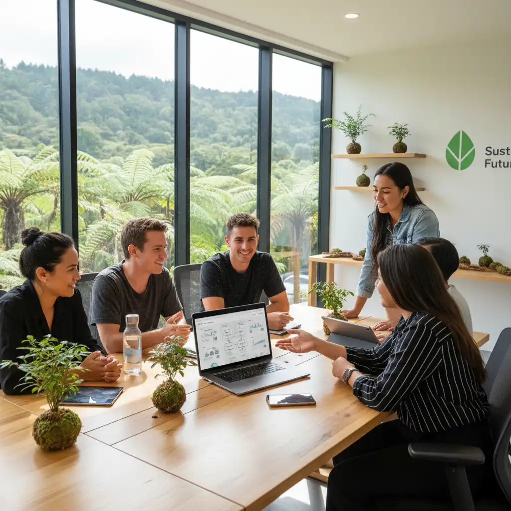 People collaborating digitally with paperless tools