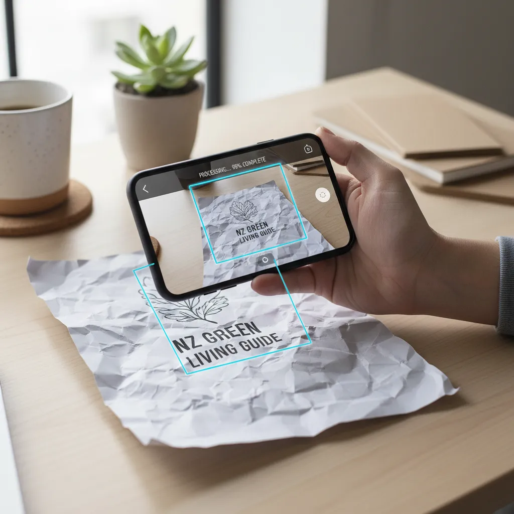 Smartphone app scanning a document for paperless conversion