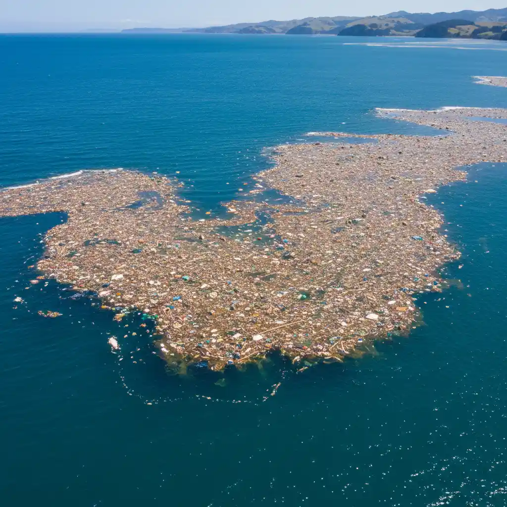 Vast ocean polluted with plastic debris and garbage patches