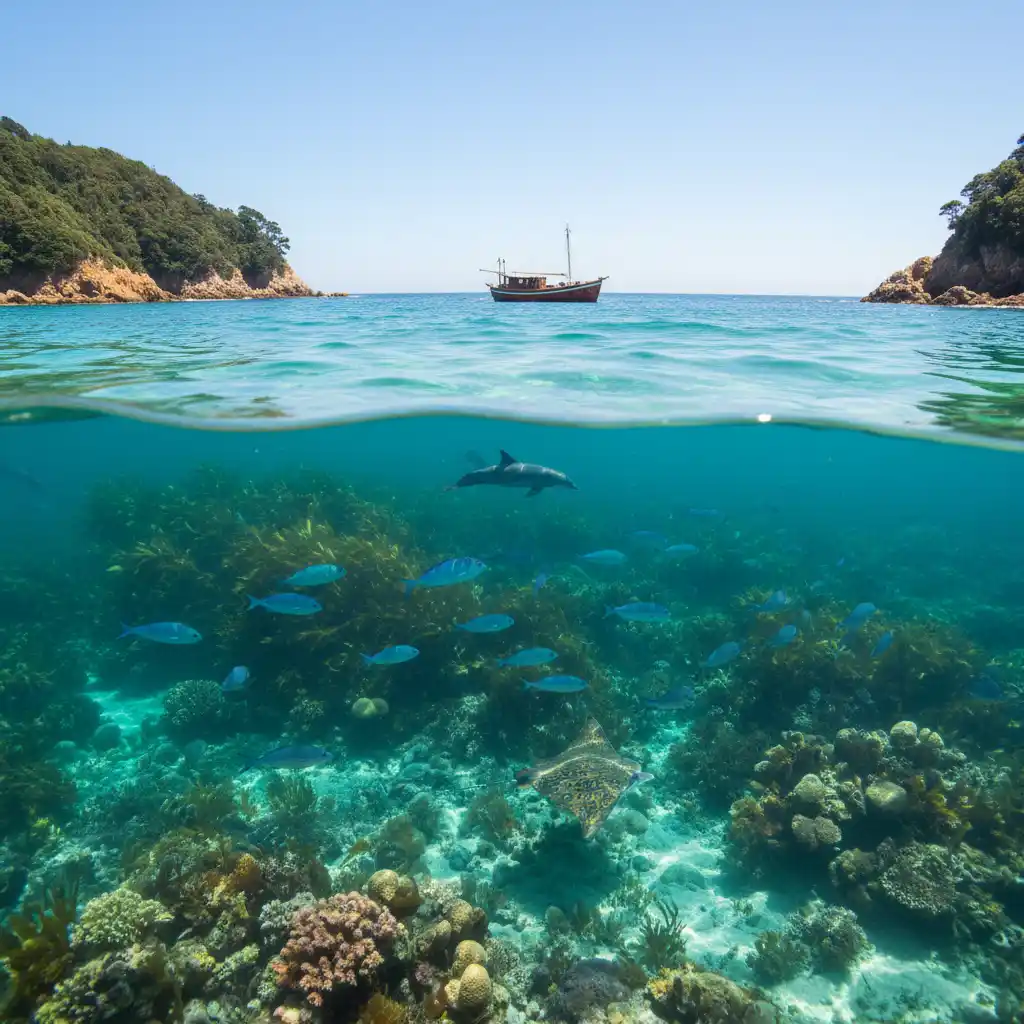 Healthy ocean ecosystem with sustainable fishing practices