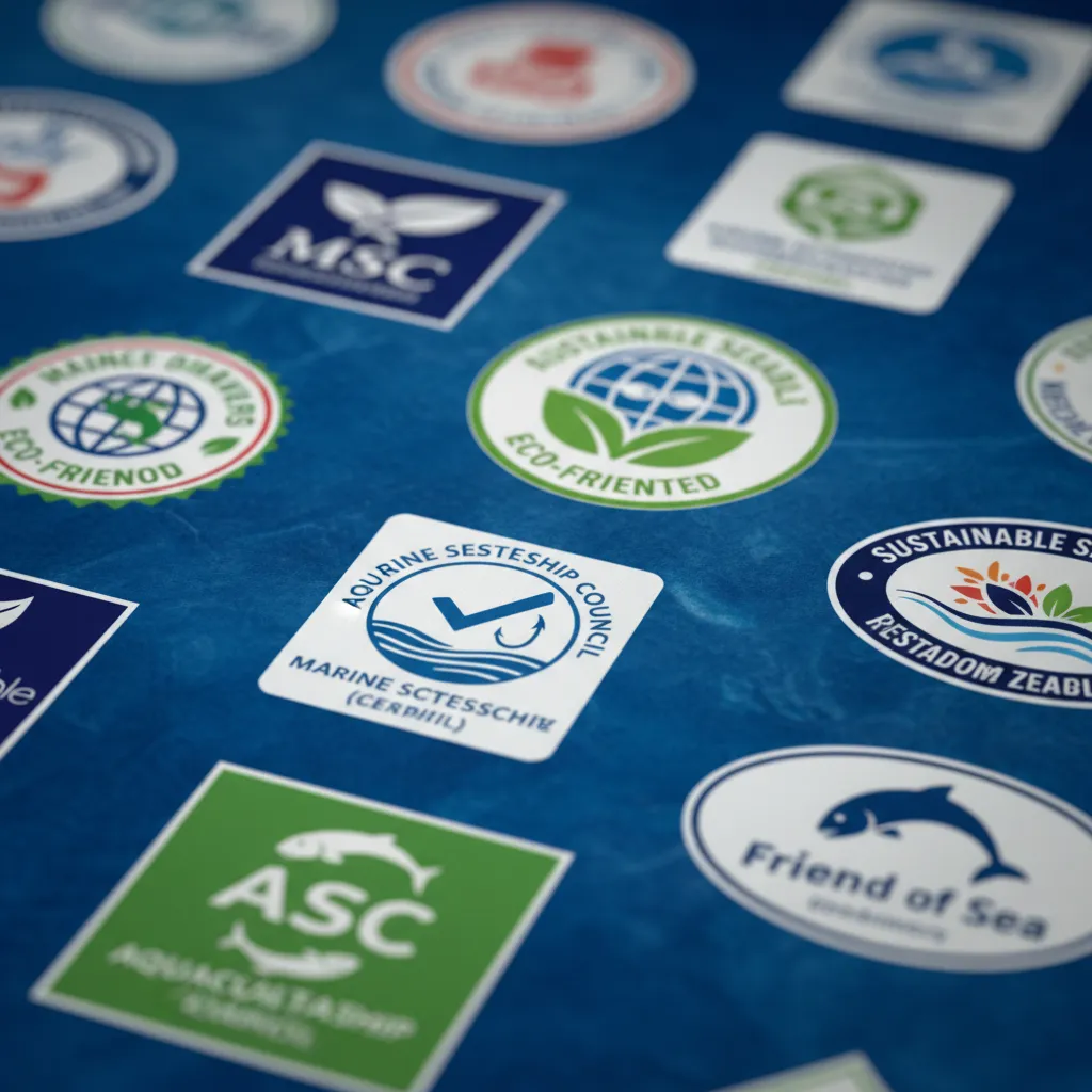 Various sustainable seafood certification labels