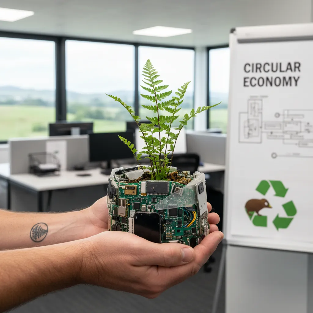 Hands holding a plant, representing circular economy innovation