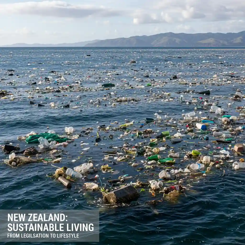 Ocean plastic crisis with visible marine debris