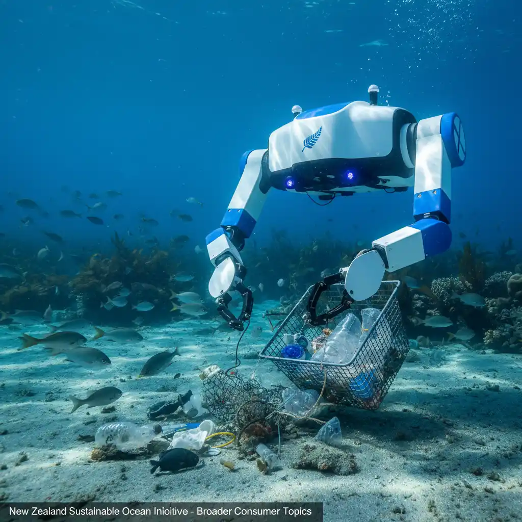 Underwater robot collecting marine plastic