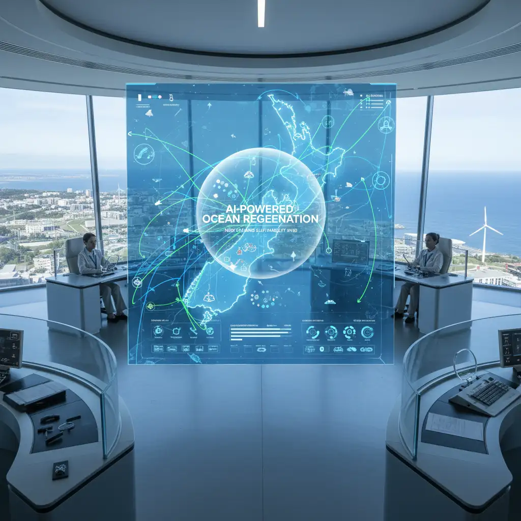 AI coordinating drone and robot ocean cleanup