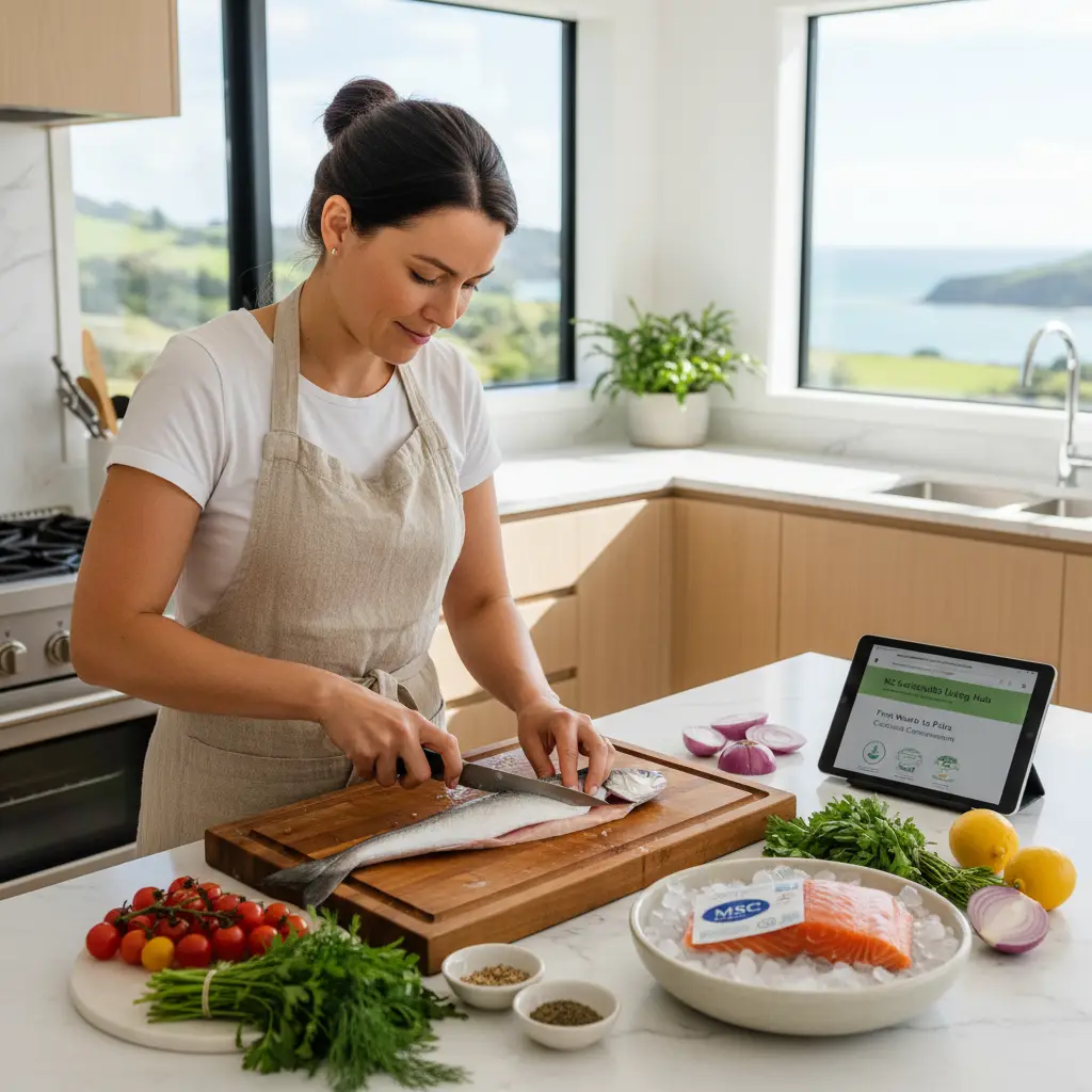 Consumer choosing sustainable New Zealand seafood