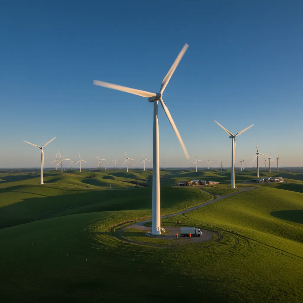 Wind turbines in a New Zealand landscape