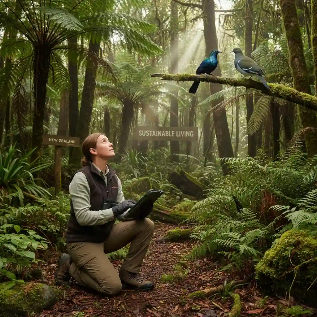 Environmental scientists conducting biodiversity research in New Zealand