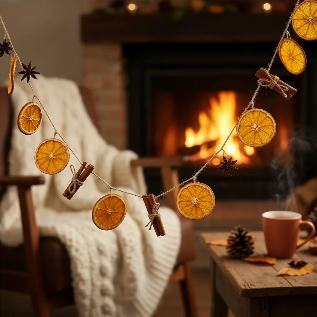 Eco-friendly dried citrus garland for autumn and winter decor