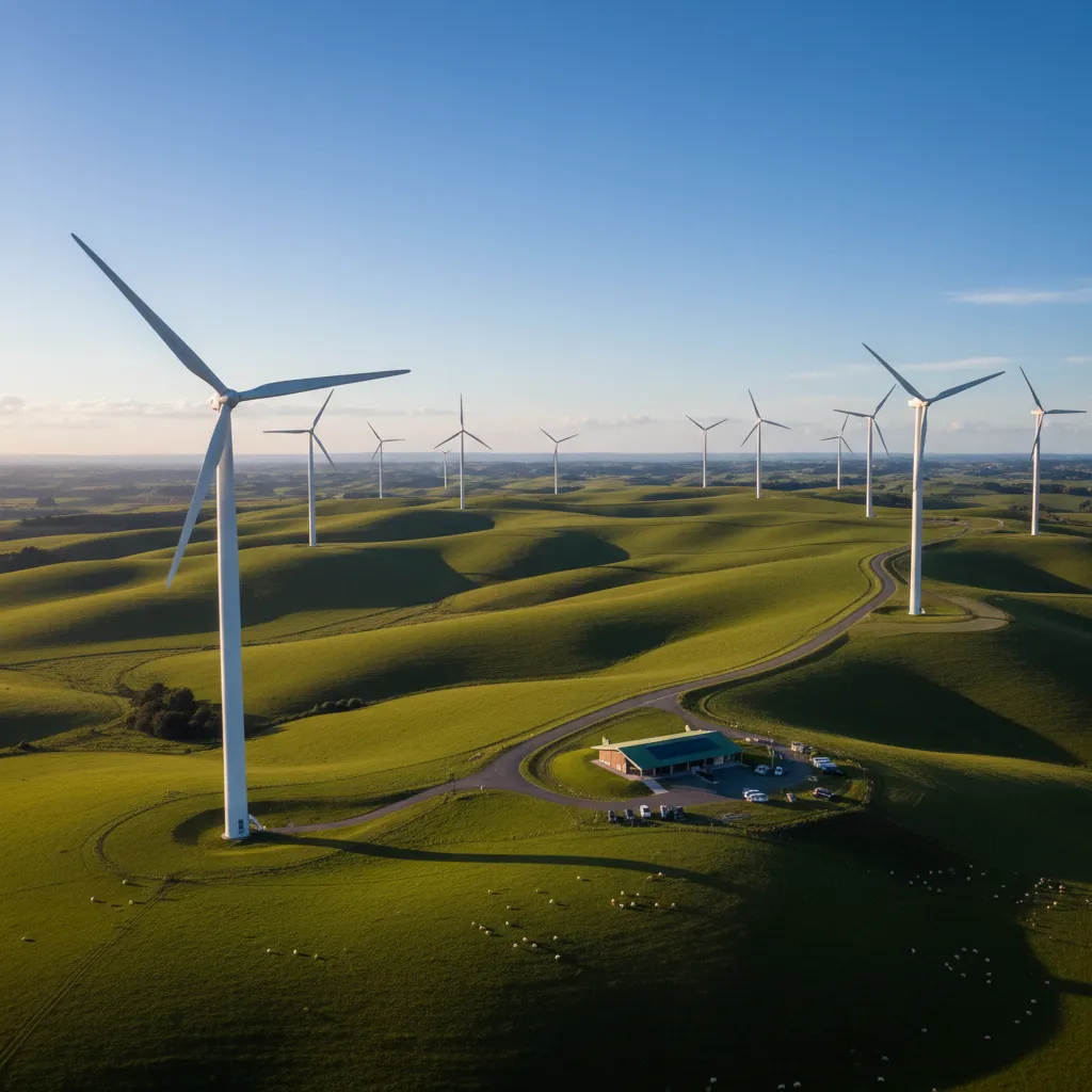 Wind turbines in New Zealand demonstrating renewable energy infrastructure