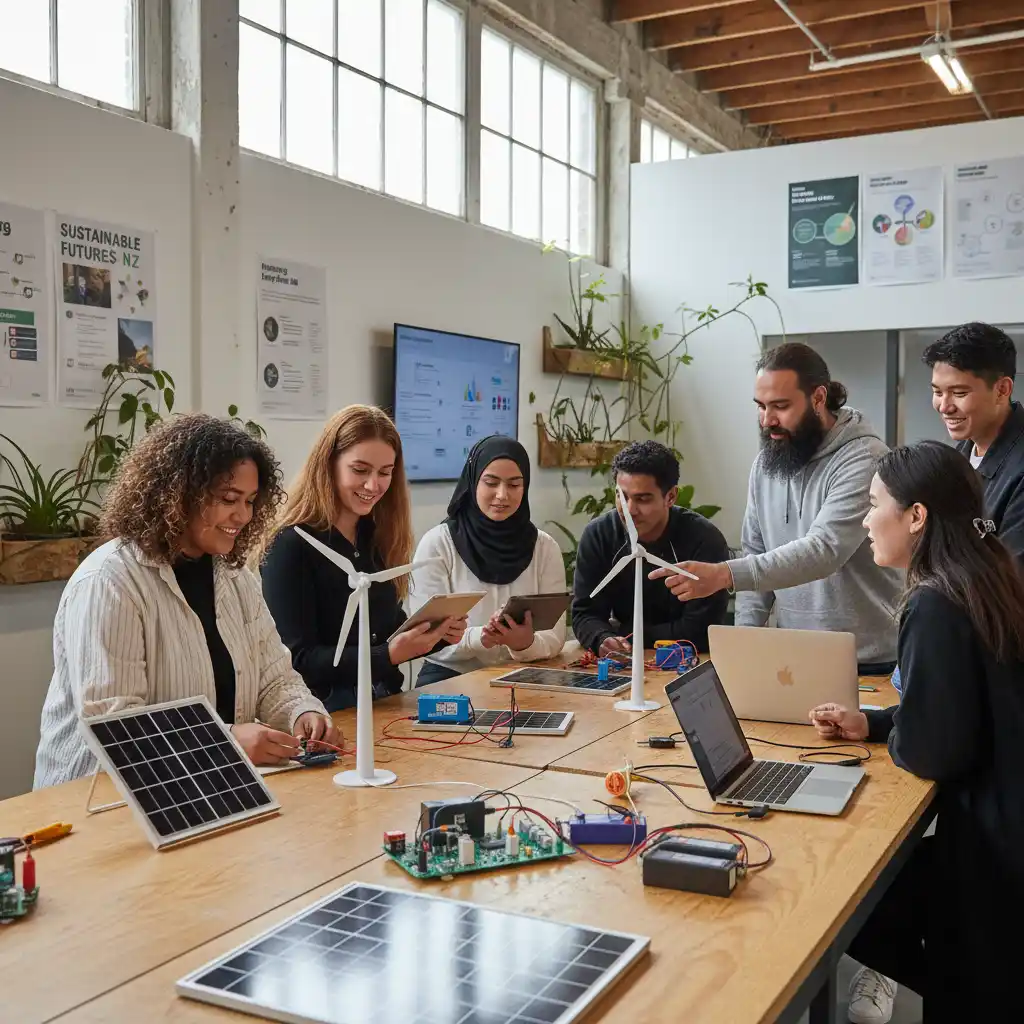 Students learning about renewable energy diversity