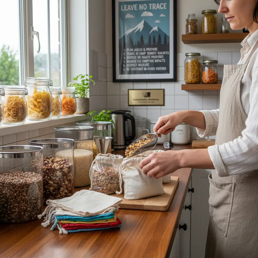 Repackaging food for eco-friendly wilderness cooking