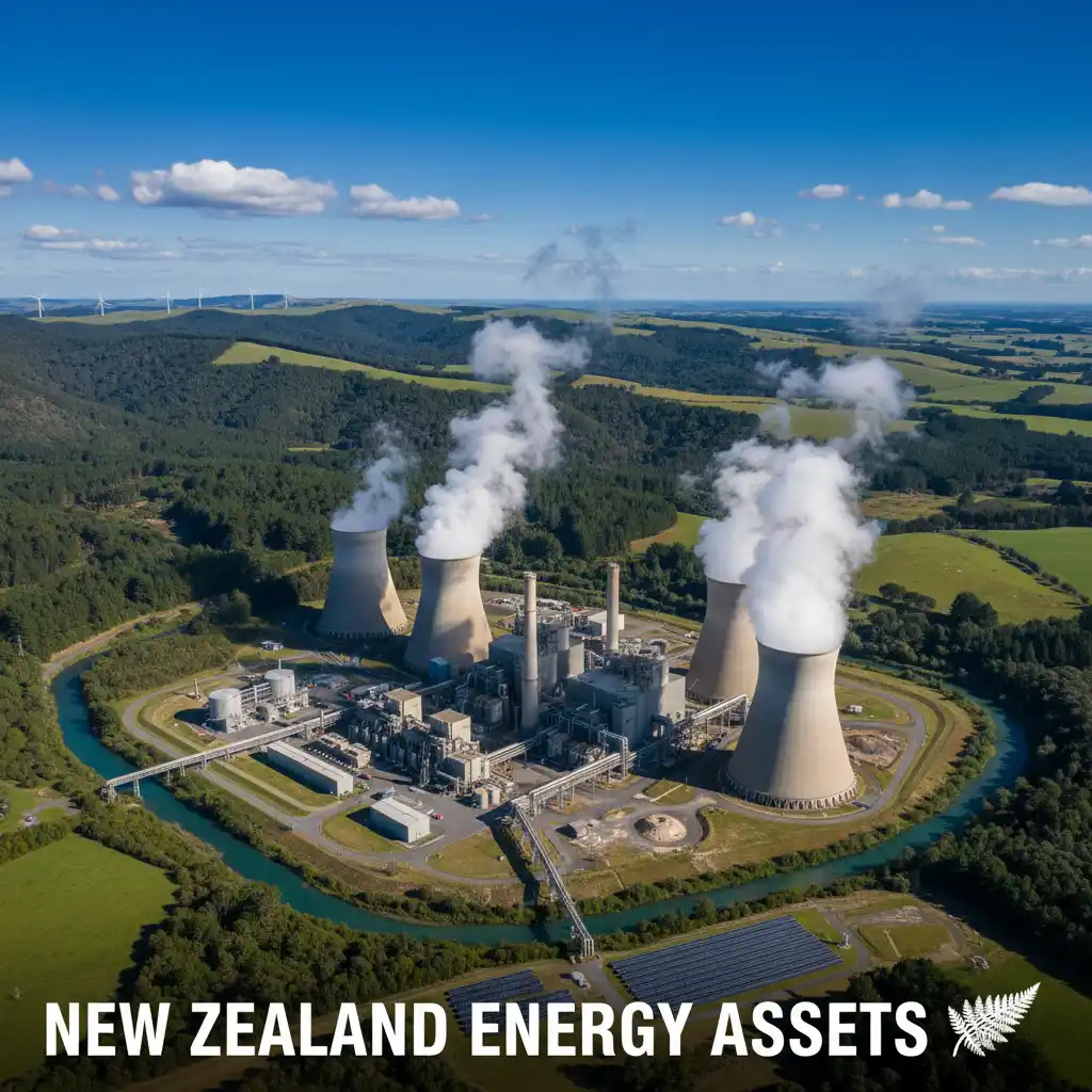 Geothermal power plant in New Zealand, a key national renewable energy source