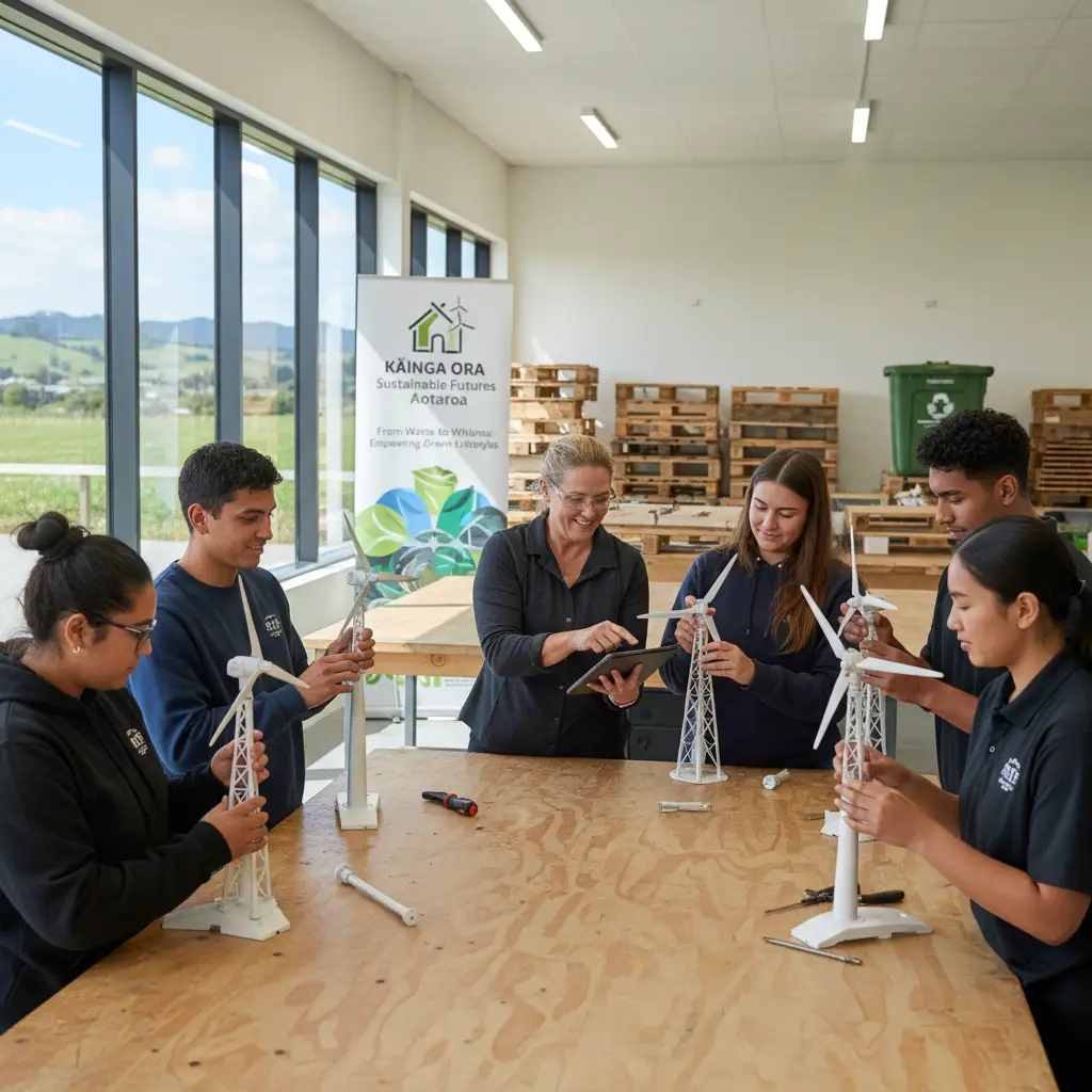Students learning practical skills for renewable energy systems