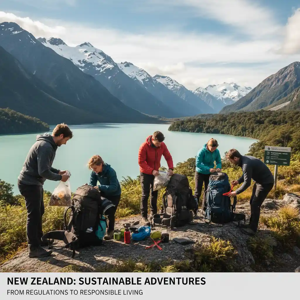 Hikers practicing Leave No Trace principles in New Zealand