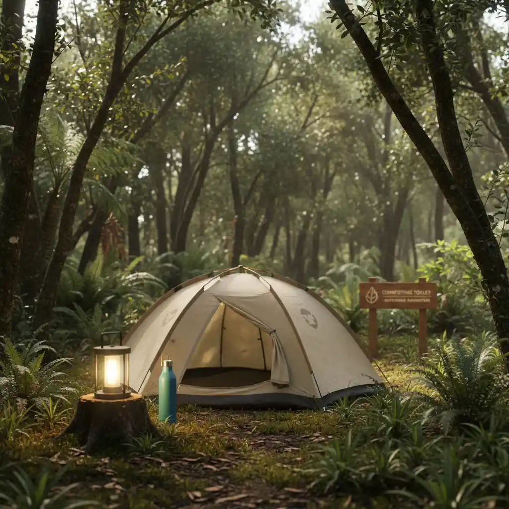 Sustainable camping setup with eco-friendly gear