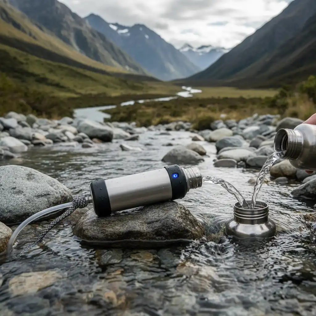 Eco-friendly water purification system for hiking