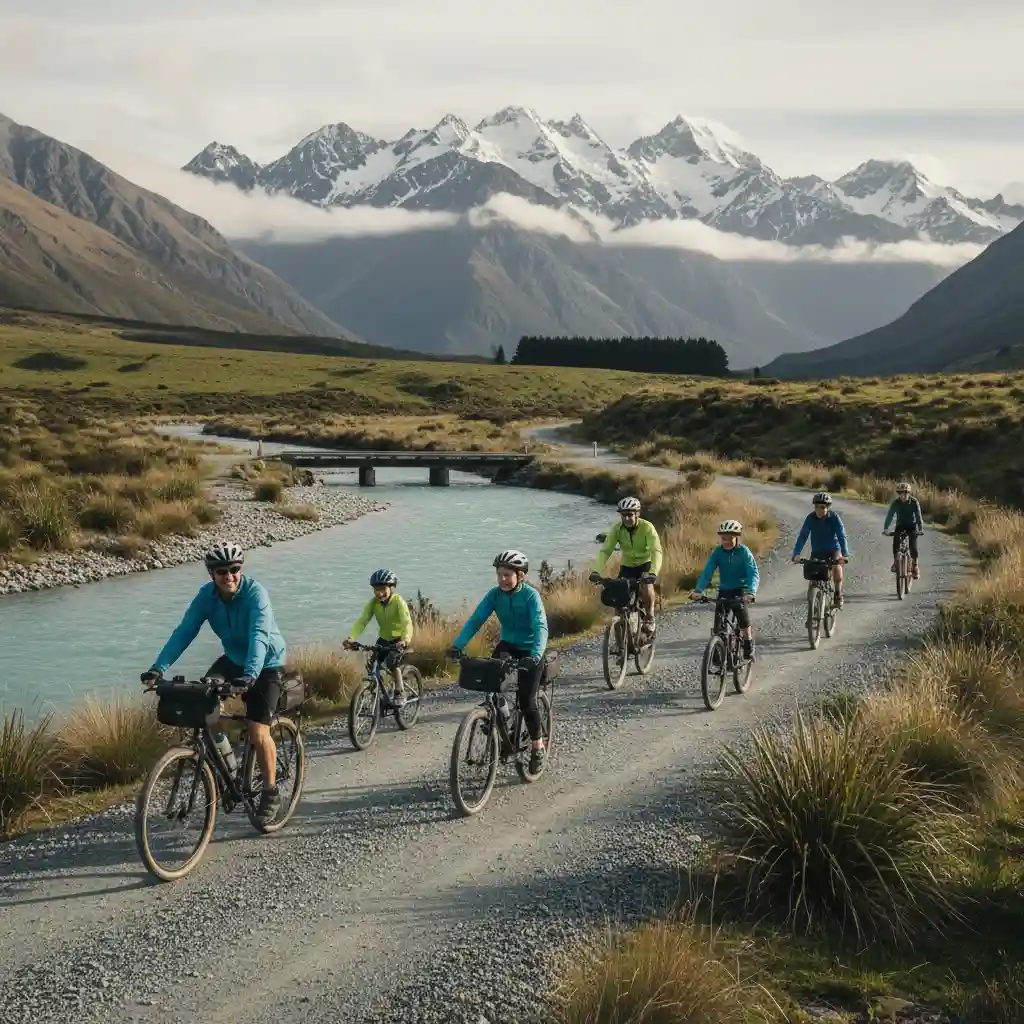 Cyclists on a scenic New Zealand cycle trail