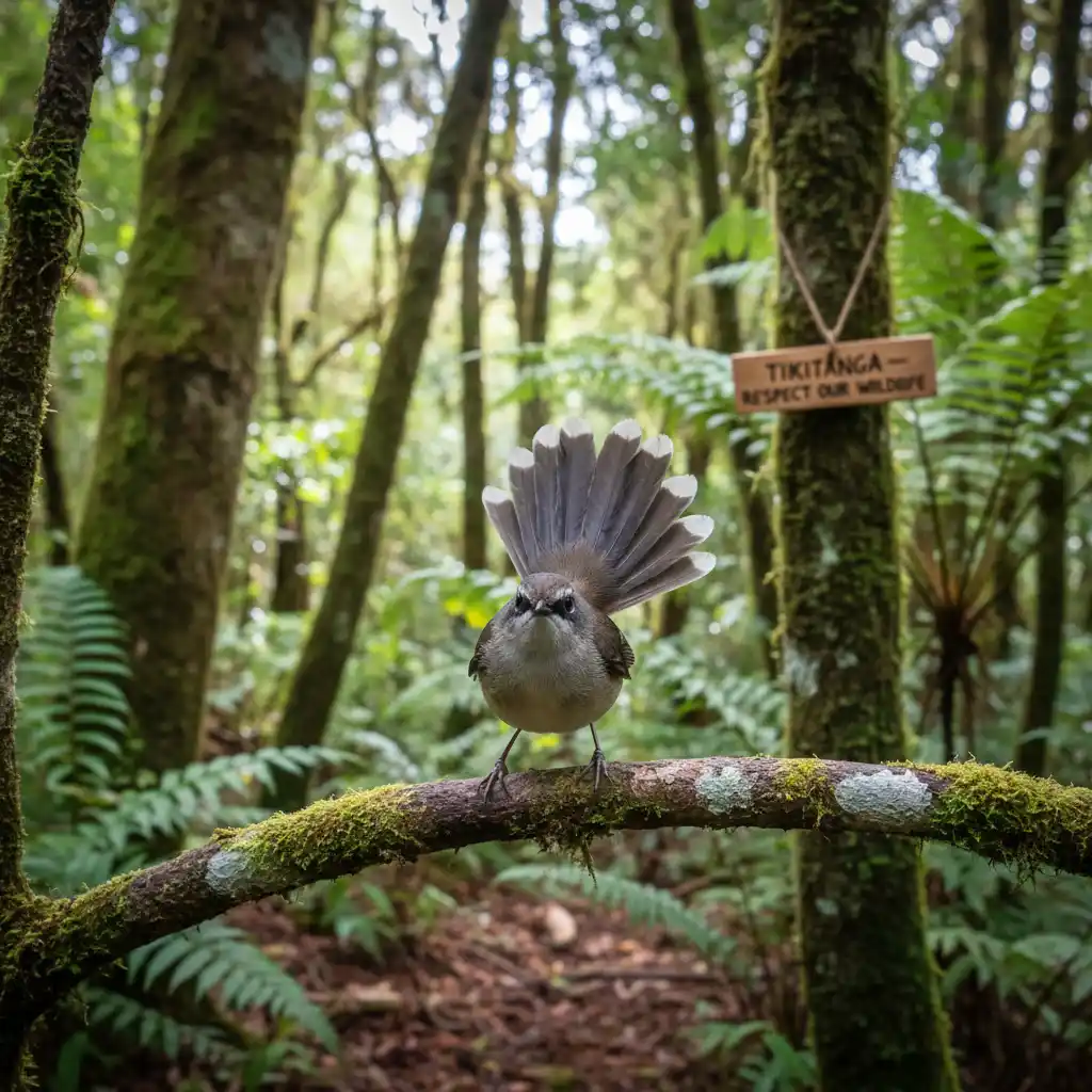 New Zealand native bird in its natural habitat
