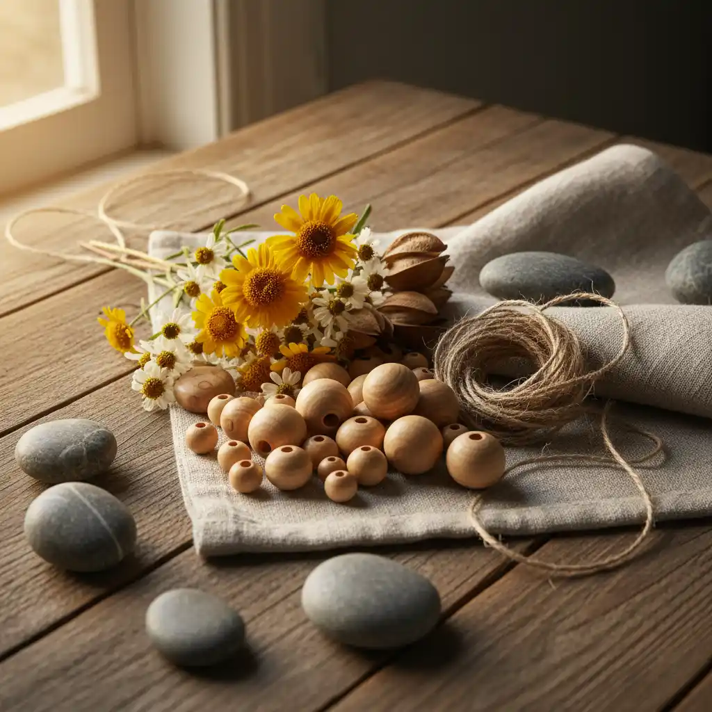 Assortment of natural materials for eco-friendly crafting