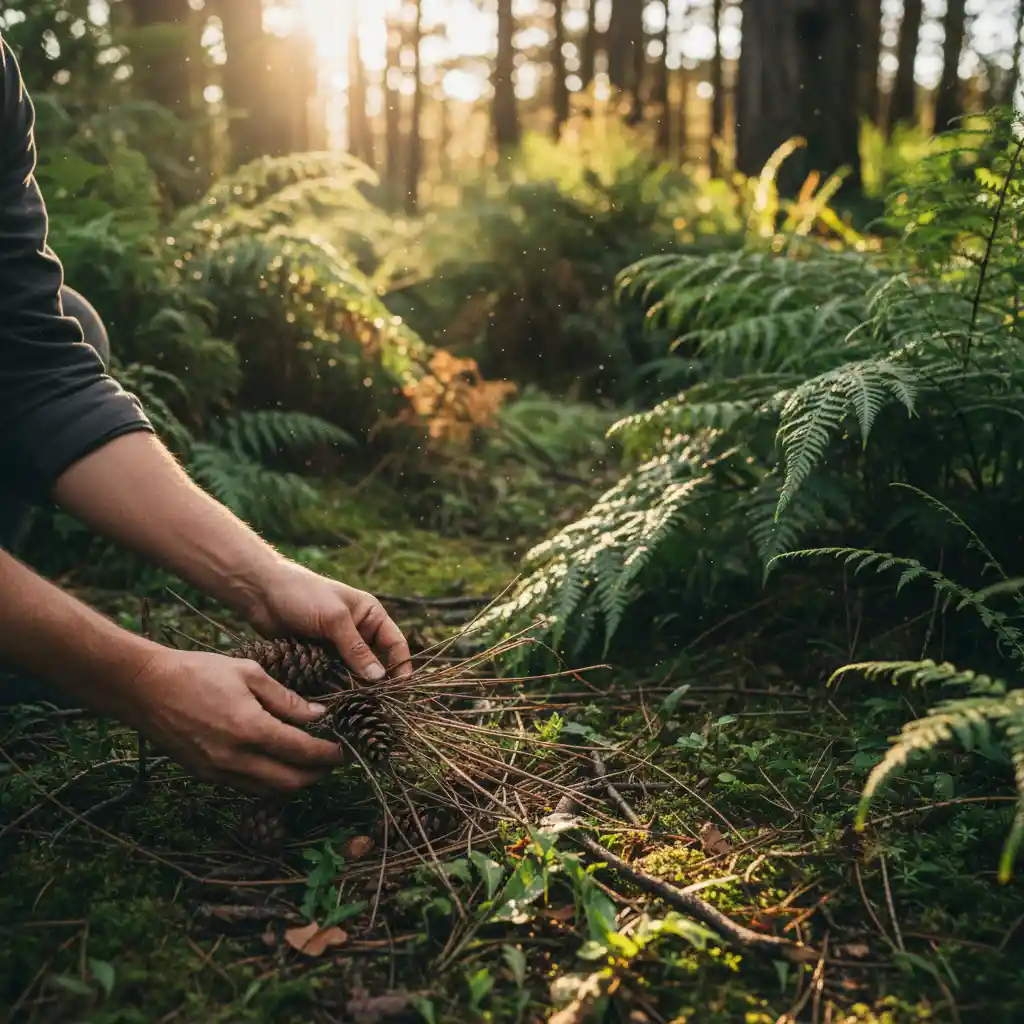 Ethical foraging for crafting materials in New Zealand forest