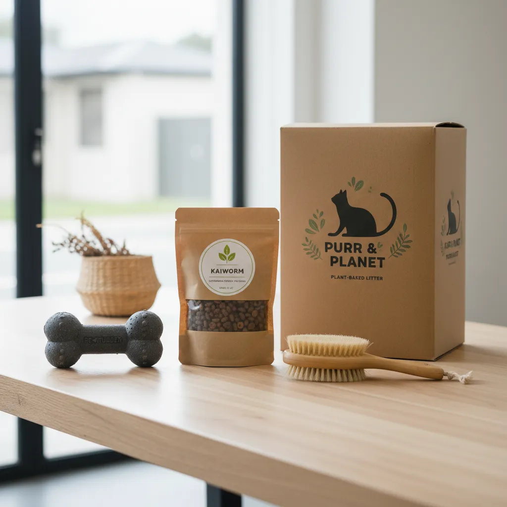 Selection of eco-friendly pet products for a sustainable lifestyle