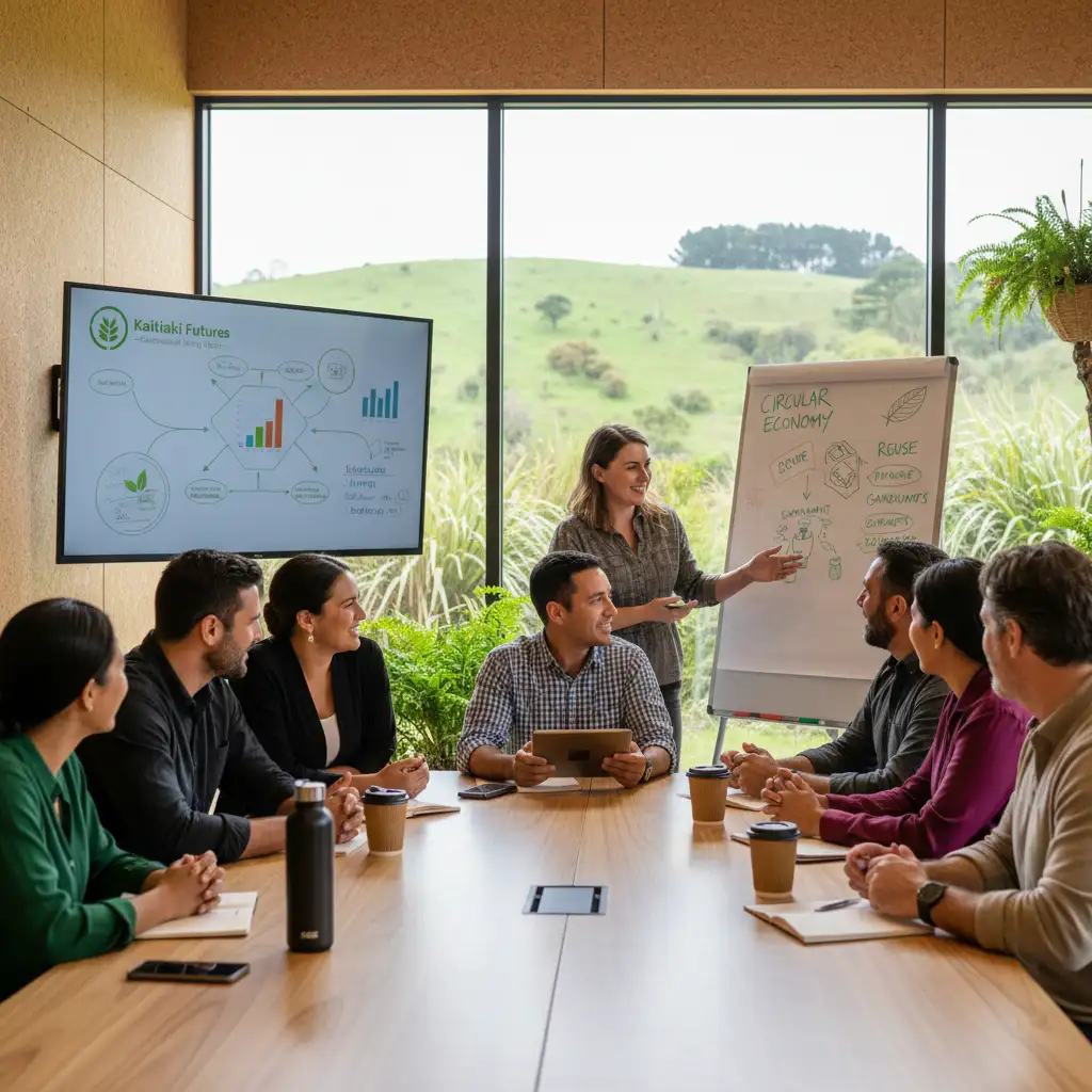 Professionals collaborating on a green project