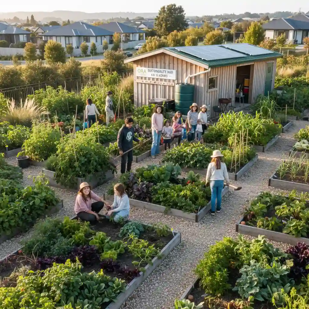 Community garden fostering sustainable living in New Zealand