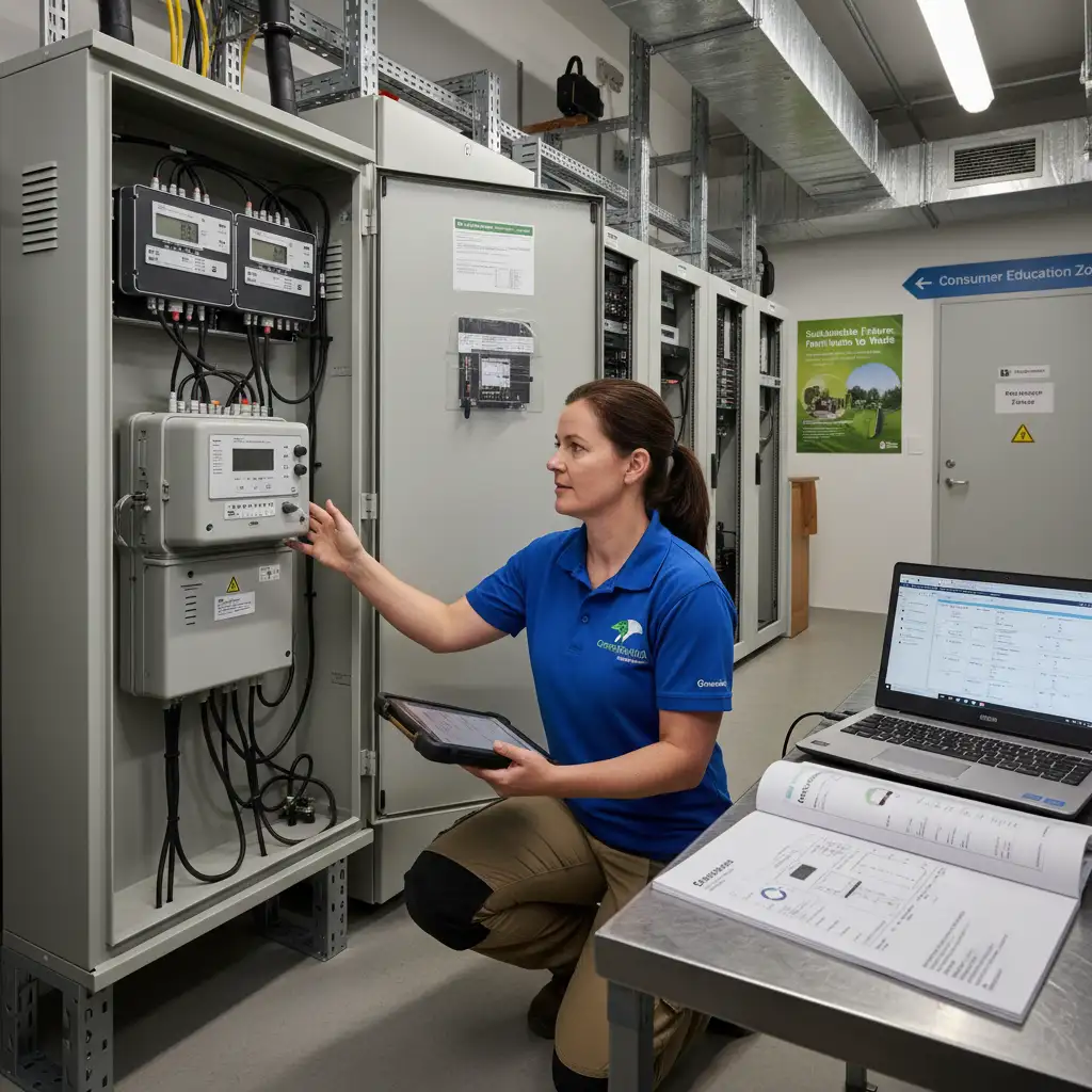 Energy consultant performing an energy audit for a hotel