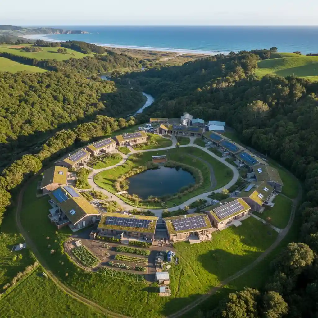 Eco-friendly resort in New Zealand demonstrating sustainability