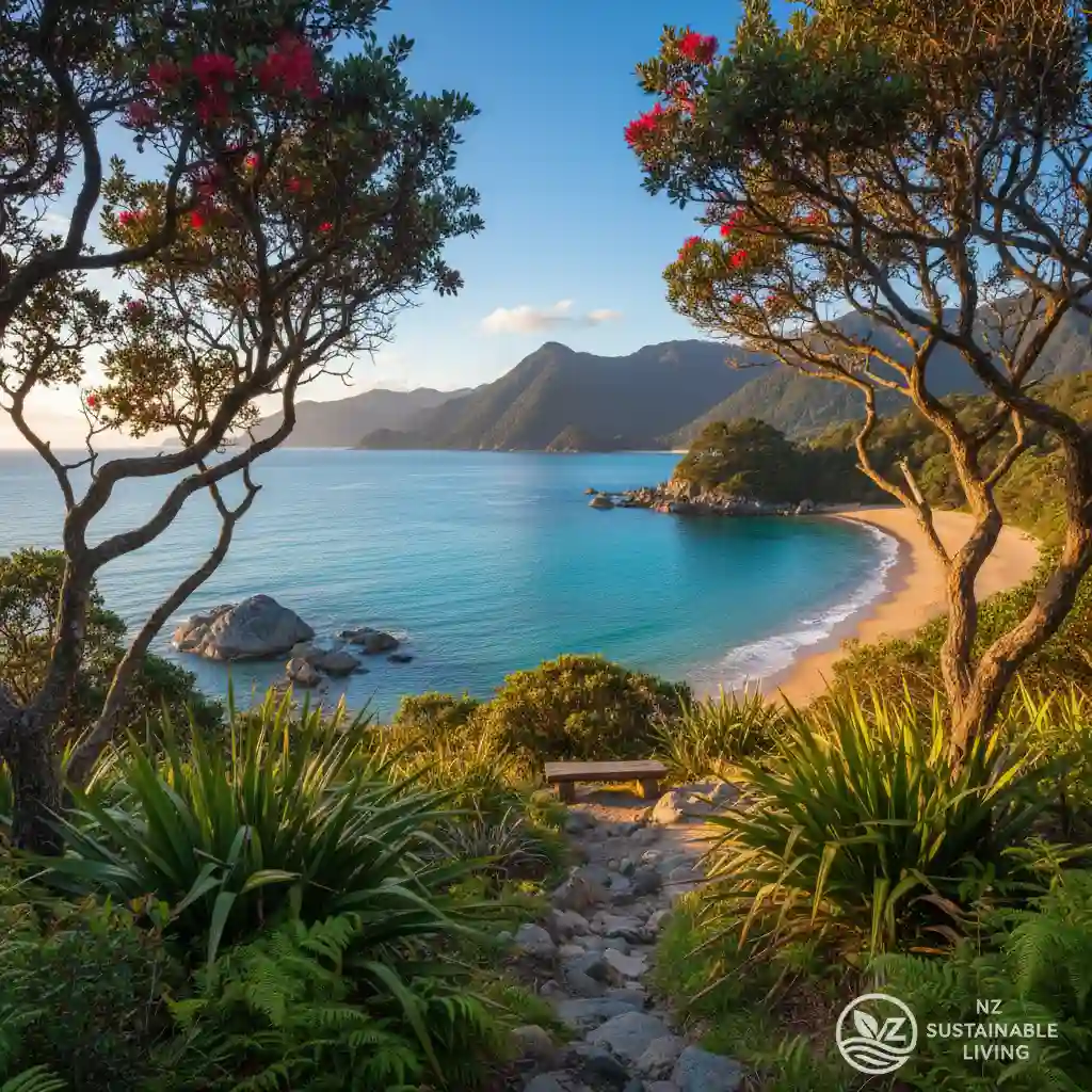 Pristine New Zealand coastline representing environmental sustainability