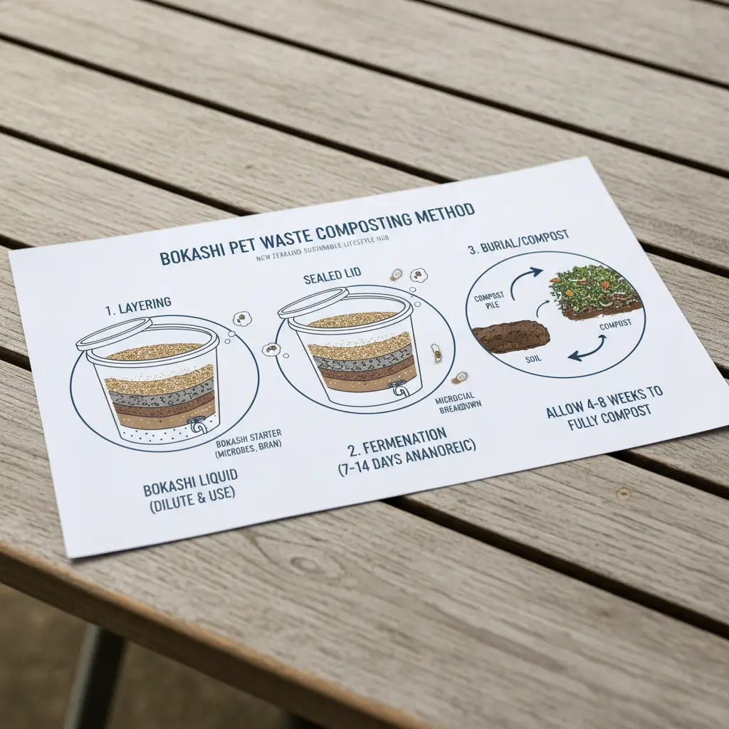 Diagram of Bokashi method for pet waste composting