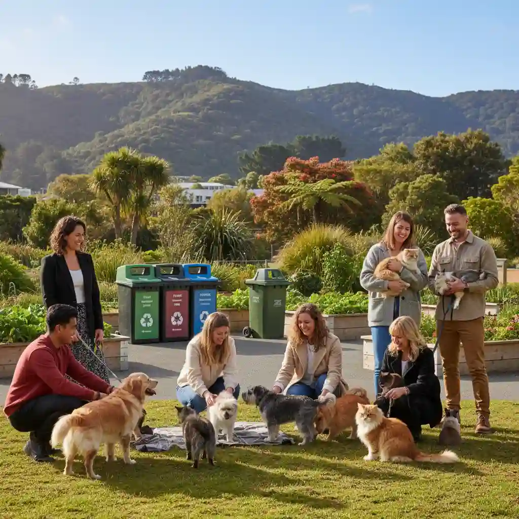 Diverse pet owners embracing sustainable food choices for their pets in New Zealand
