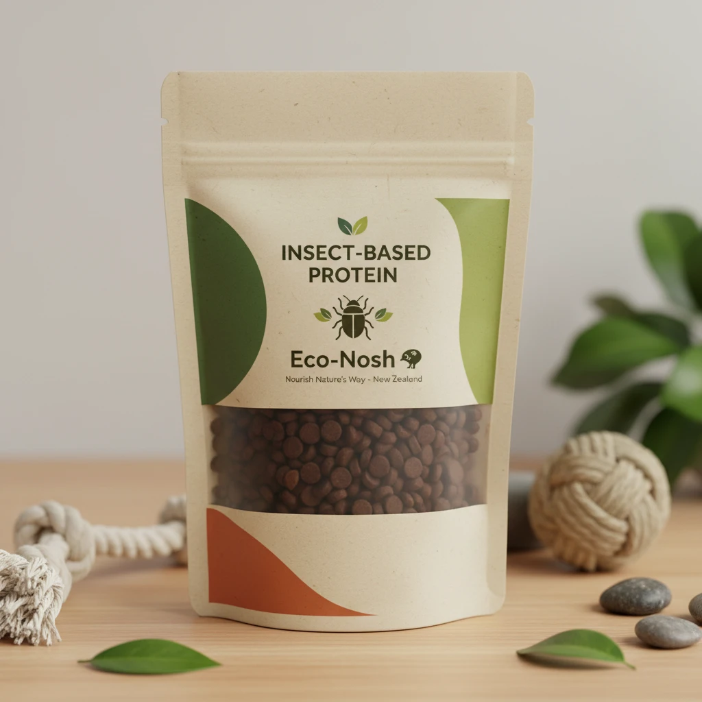 Sustainable pet food packaging with insect-based protein