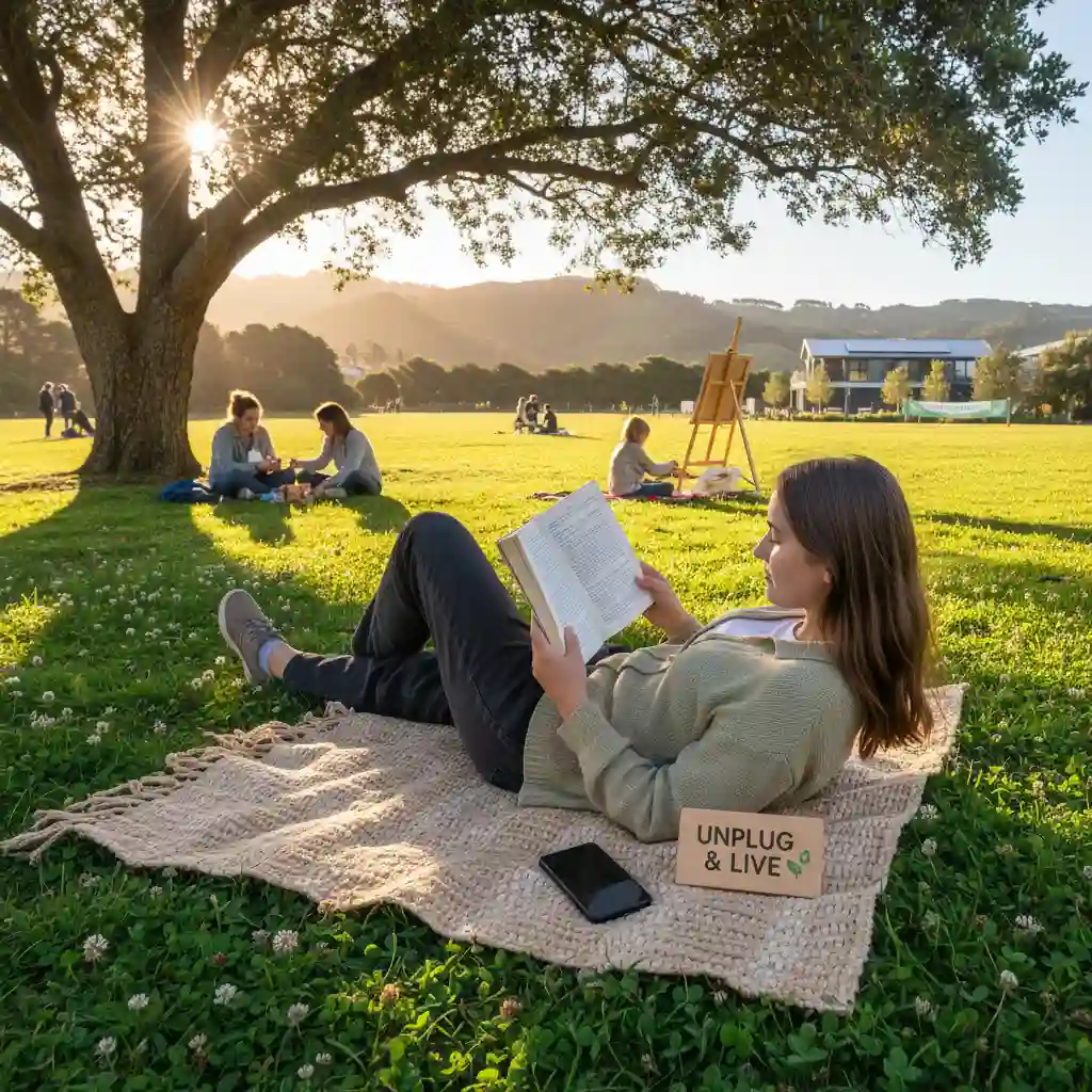 Person reading a physical book, showing an analog alternative to screen time