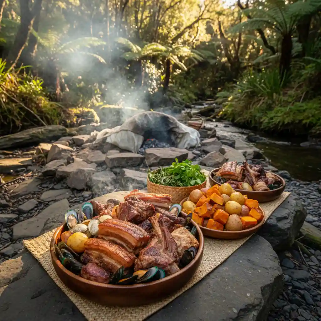 Traditional and sustainable Māori hāngī food experience