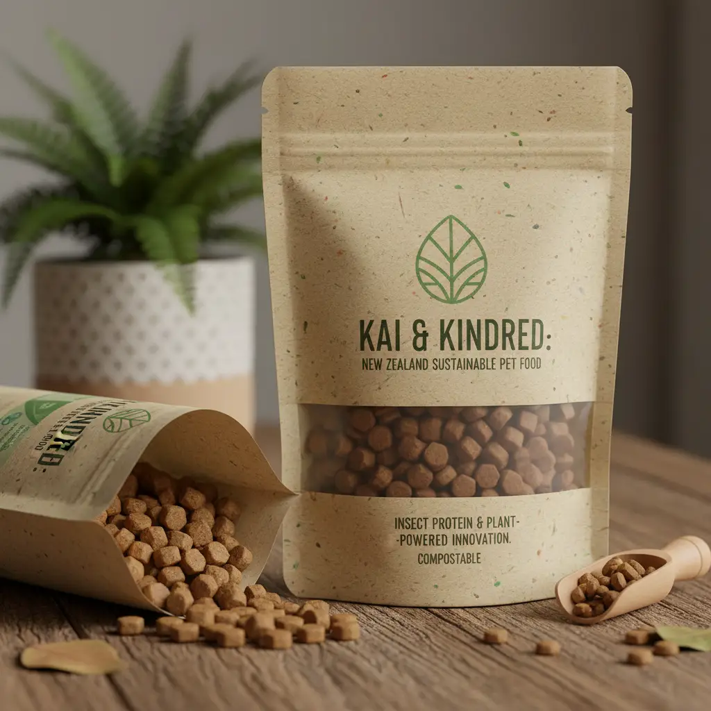 Sustainable pet food in eco-friendly packaging showing a reduced environmental impact