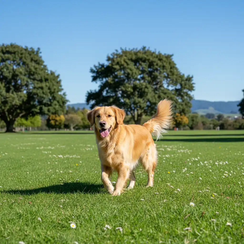 Happy healthy dog enjoying life with sustainable pet food