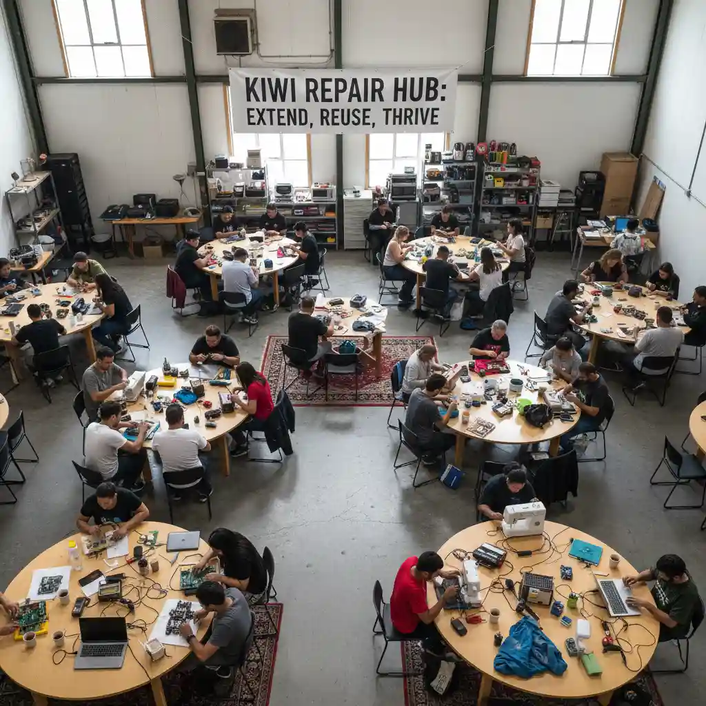 Circular economy initiatives like repair cafes in NZ