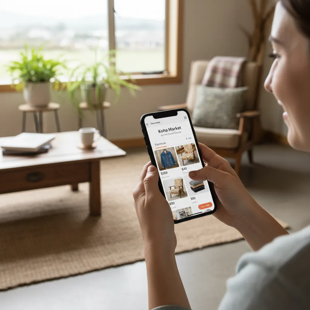 Browsing online marketplaces for second-hand goods on a smartphone