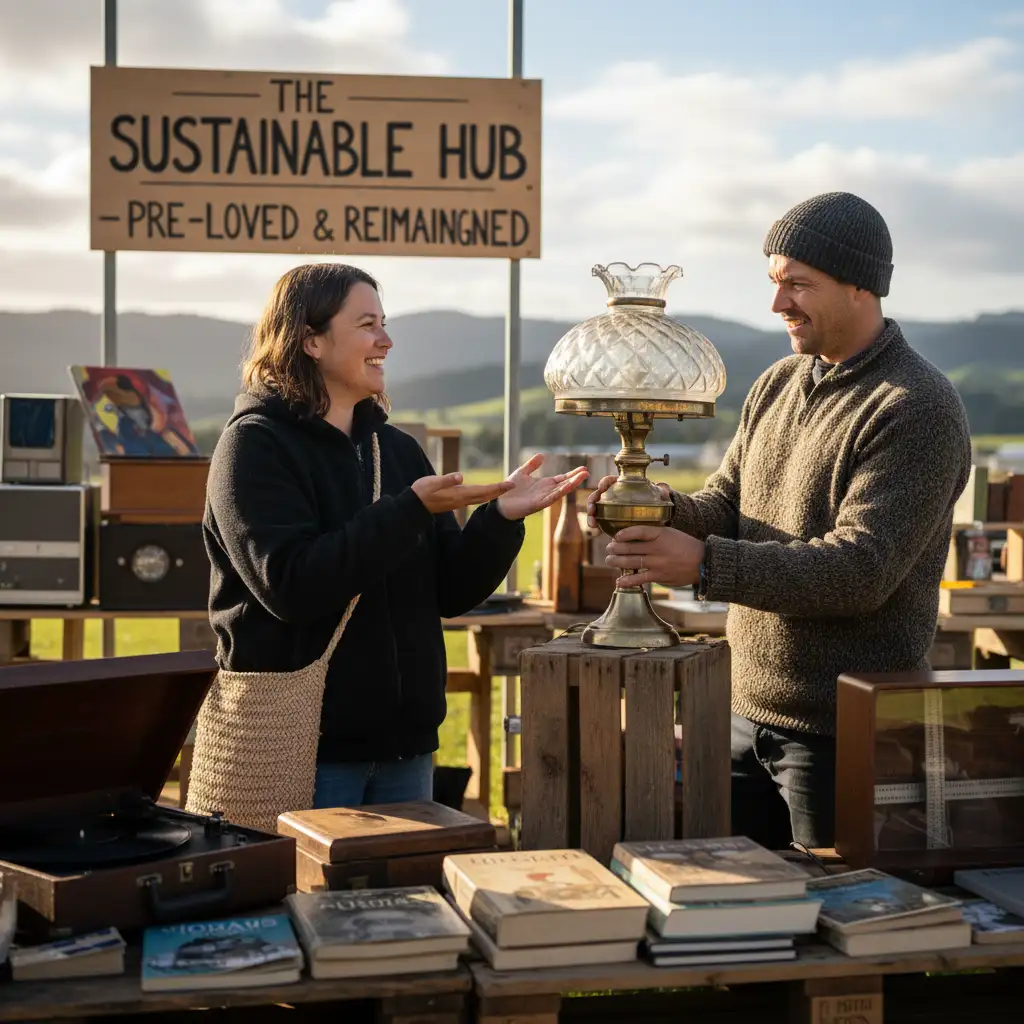 Friendly negotiation between a buyer and seller at a second-hand market