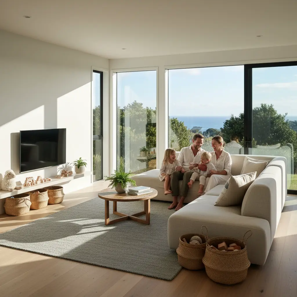 Family enjoying a decluttered, stress-free home environment in New Zealand