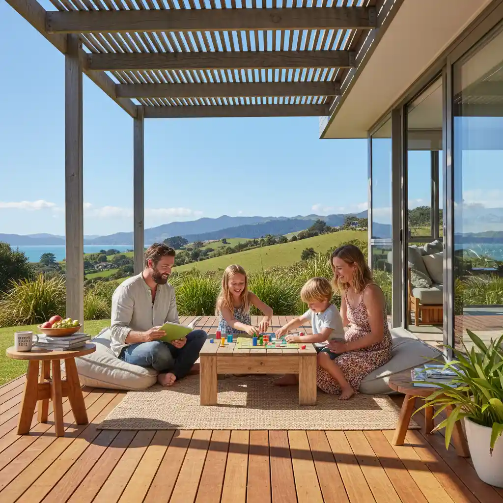 Family enjoying quality time outdoors, practicing stress-free parenting