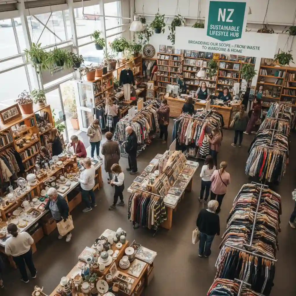 Shopping in a New Zealand op-shop to reduce waste